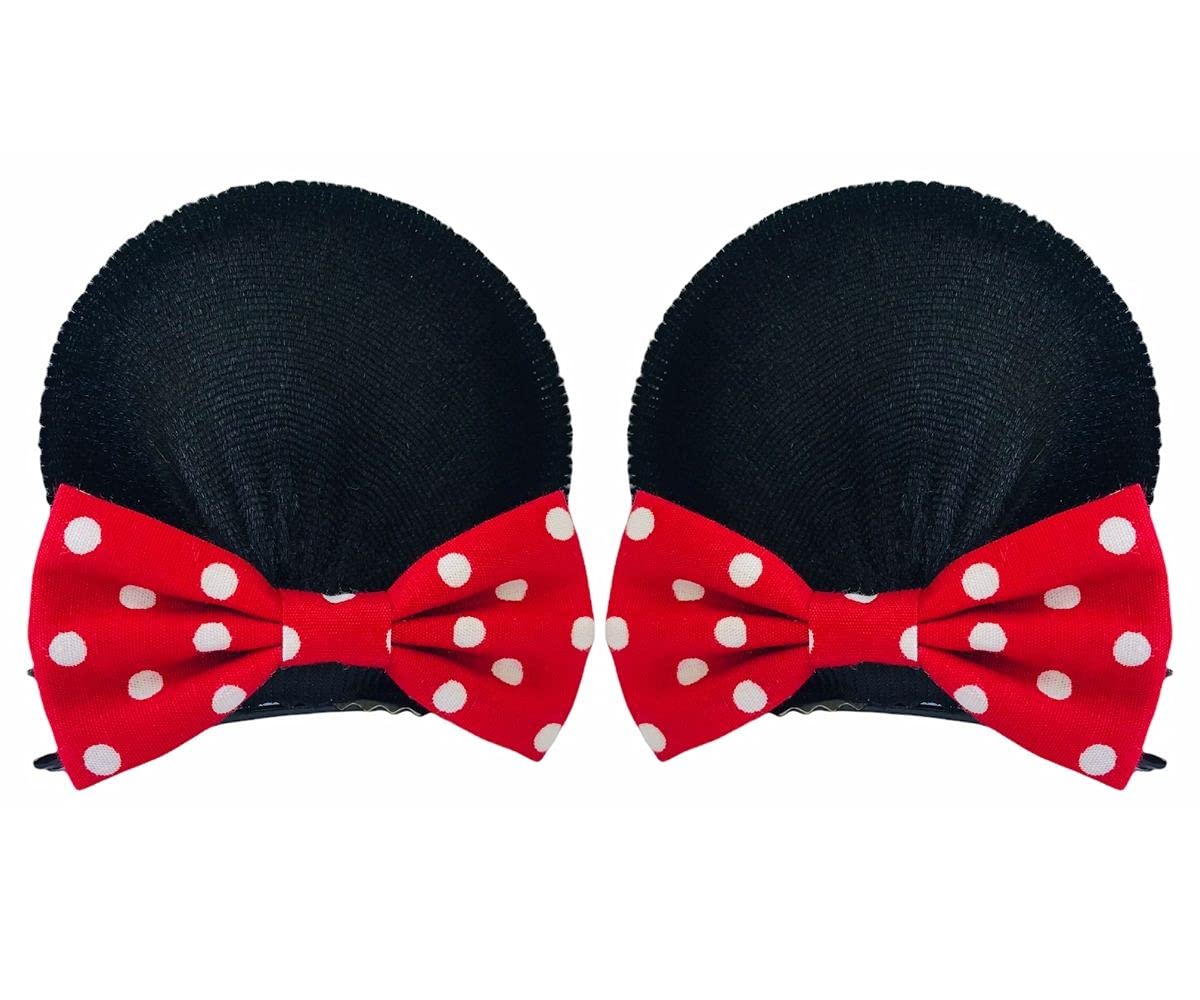 Red Polka Dot Bow Mouse ears Clips for Girls Toddlers Hair Clips Elastic Costume Accessory :M3 (MC Clip)