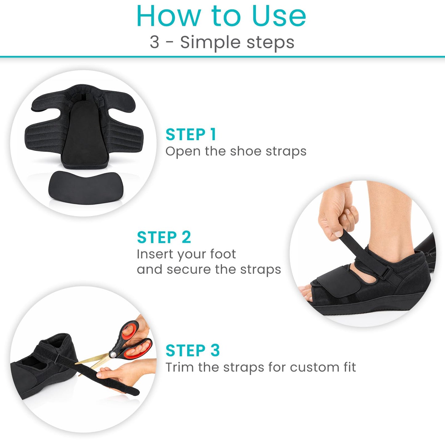 Vive Post Op Shoe - Lightweight Medical Walking Boot with Adjustable Strap - Orthopedic Recovery Cast Shoe for Post Surgery, Fractured Foot, Injured Toes, Stress Fracture, Sprains - Left or Right Foot