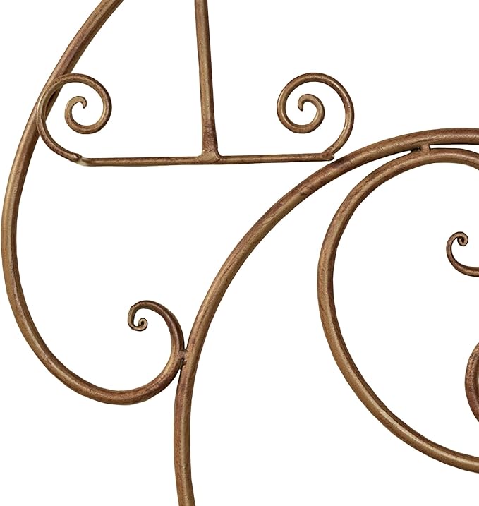 Laylla Wall-Mounted Plate Rack | Handpainted Satin Gold Durable Powdercoat | Handcrafted Metal Display with Swirling Scroll Accents | Holds 4 of Your Decorative 9 to 12 Inch Round or Square Plates