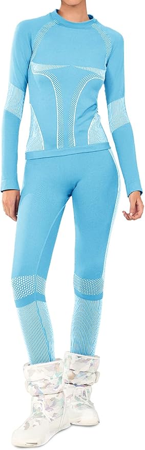 Yousify Womens Thermal Underwear Sets Winter Ski Breathable Long Johns with Long Sleeve Shirts Base Layer Sets