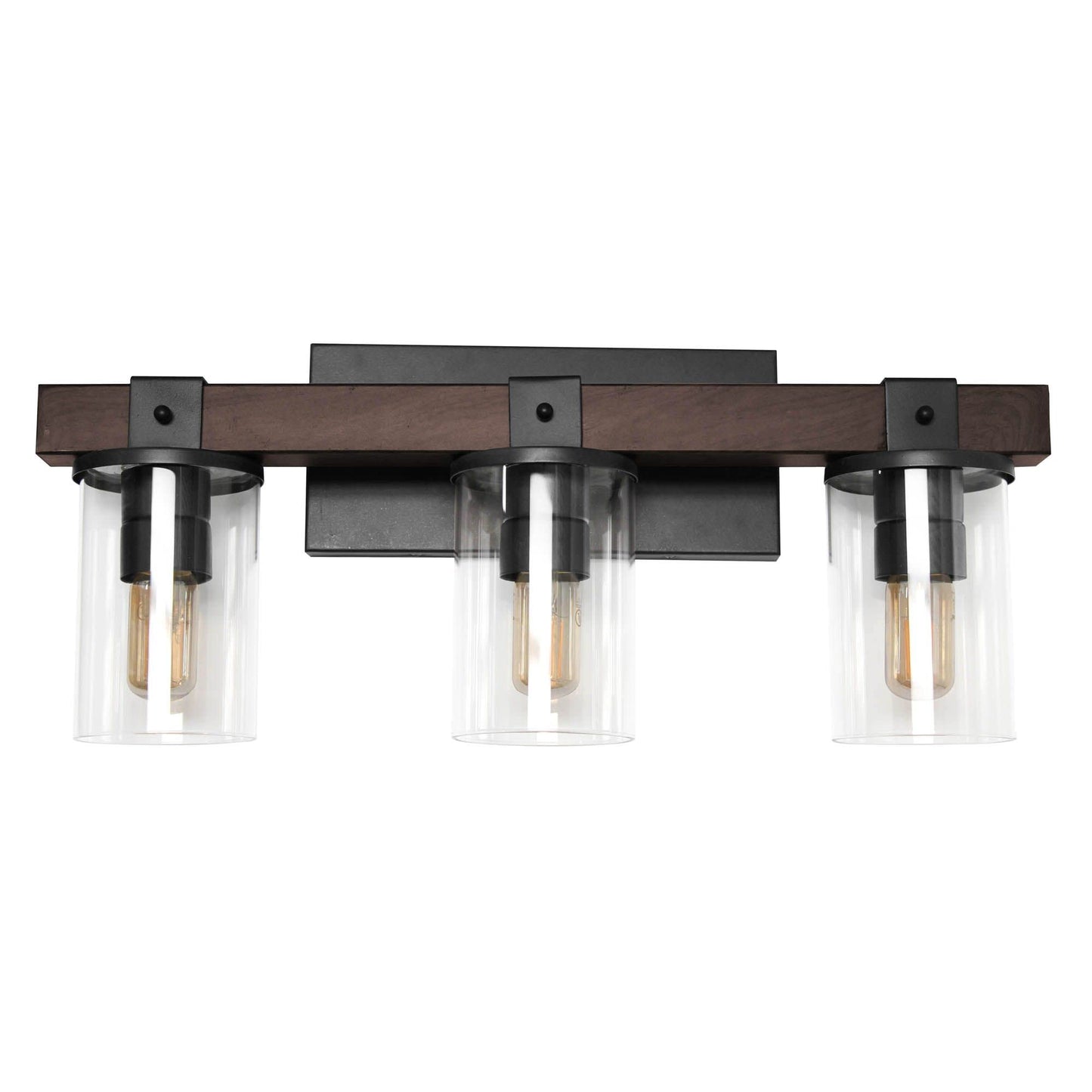 Elegant Designs VT1009-BWN Industrial Rustic Lantern 3-Light Bath Vanity, Metal, Brown, 22.25inL x 9.5inW x 5.5inH