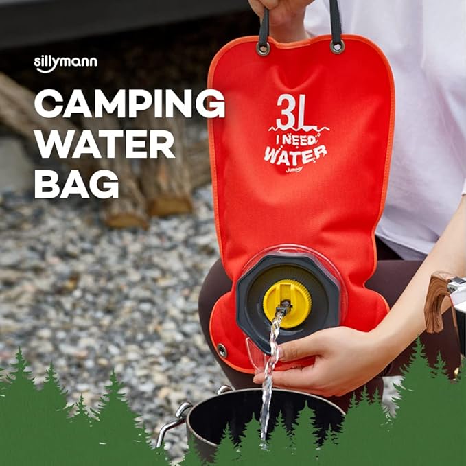 Camping Water Bag, Collapsible Militeries material Water Bladder, Outdoor Traveling Camping Water Storage, Wide Mouth, Washable Reusable BPA Free (0.8Gallon/3L) (MAPLE ORANGE)