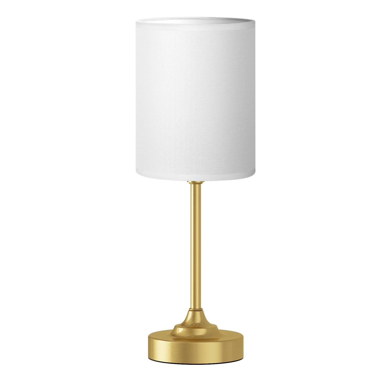 Dicoool Touch Bedside Table Lamp - 3 Way Dimmable, 14.6in, Metal and Fabric, White Shade - Gold Base, Model 15-22