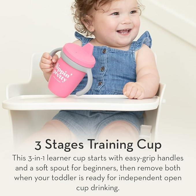 Sippy Cup by Bella Tunno, Silicone Training Cup with Transition Handles for Infants, Toddlers & Kids, Babies 6-12 Months & Toddlers 1-3 Years, Boys & Girls, Cheers, 8 oz