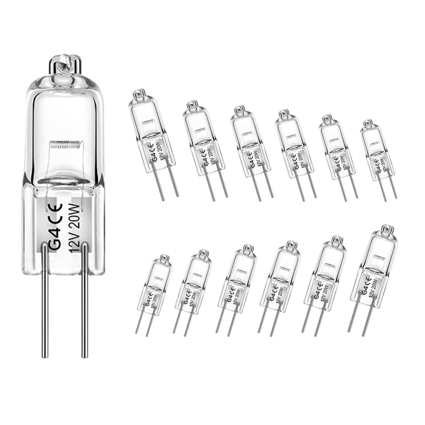 WeshLMPO G4 Halogen Light Bulbs, 12V 20W, Glass, White, 12 Count (Pack of 1)