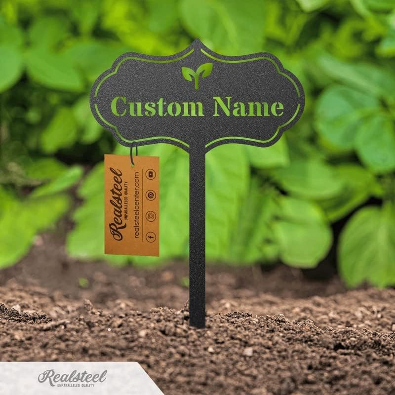 RealSteel – Customizable Seed & Plant Markers - Outdoor Herb Garden Stakes - Elegant Fruit/Vegetable Labels - Steel Plant Tags for Pots - Classy Design for Farmhouse/Greenhouse – Sprout Icon