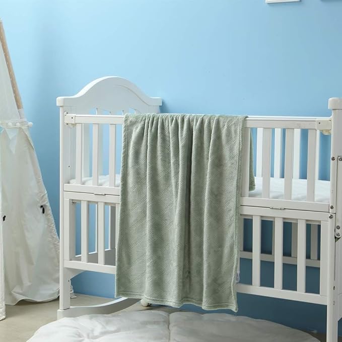 CREVENT Fuzzy Baby Throw Blanket Neutral, Super Soft Plush Blanket for Baby Boys and Girls/Newborns/Infant/Toddler (30"X40" Laurel Green)