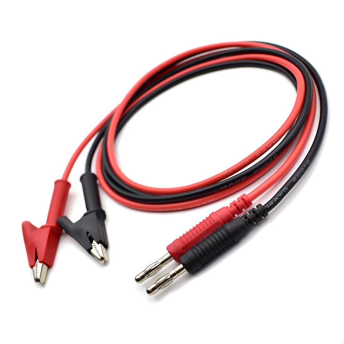 2Pcs 4mm Banana Plug to Alligator Clip Test Lead Wire Cable Set 14AWG for Multimeter Oscilloscope 3 Feet
