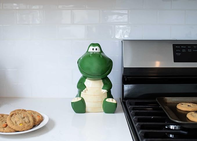 Dolomite Ceramic 10.1 x 8.9 Everyday Cookie & Candy Jar with Airtight Lid: Perfect for Kitchen Canisters, Pet Treat Containers & Decorative Storage, Tyrannosaurus Rex Dinosaur