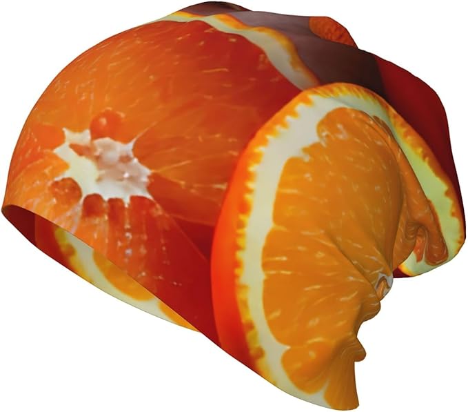 YANYU Fresh Orange Fruit Print Soft Beanie Winter Hat Warm Thermal Cap Headwear for Snow Play Outdoor Activities