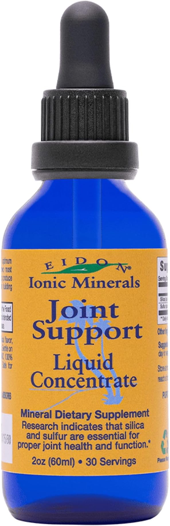 Eidon Ionic Minerals Joint Support Supplement Liquid Concentrate - Contains Ionic Silica and Sulfur, Joint Support Drops, Stronger Hair, Skin, and Nails, Bioavailable, No Preservatives - 2 oz