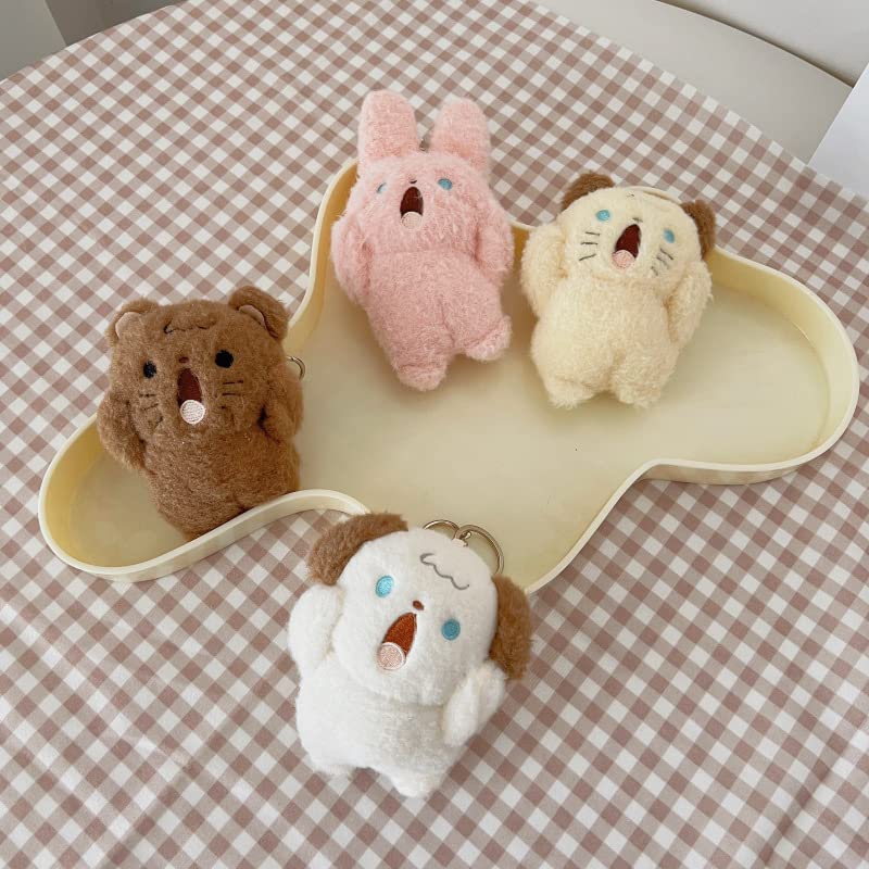 HSYHERE Men Women Creative Super Cute Funny Novelty Screaming Animal Cat Rabbit Bear Dog Keychain Keyrings, Soft Car Key Chain Key Ring Bag Pendant Decoration Doll Key Holder Strap -Bear