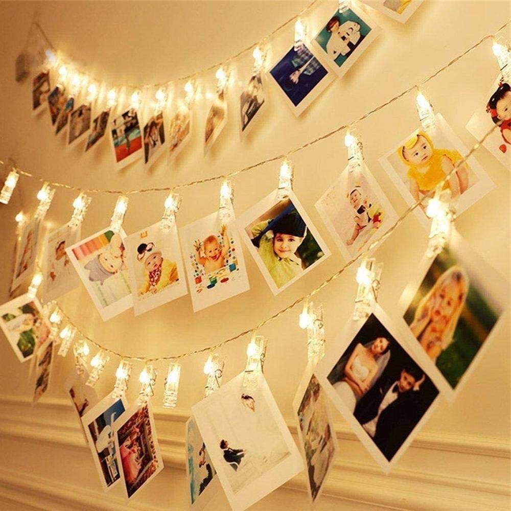 Dopheuor LED Fairy Clip String Lights, Warm White, Battery Operated, Model JZD-234, Ideal for Photos, Parties, and Decor