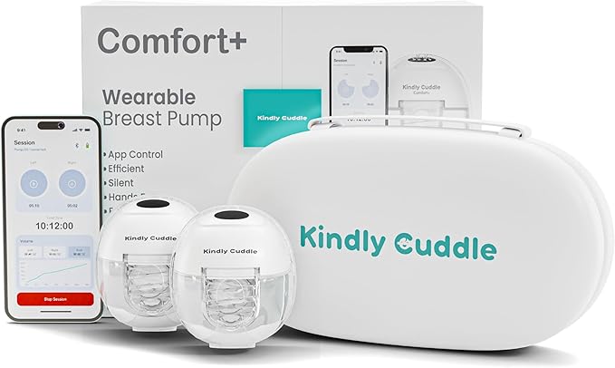 2 Pack Kindly Cuddle Comfort+ Hands Free Breast Pump with App Control, Personalized 4 Modes & 15 Levels | Double Wearable ...