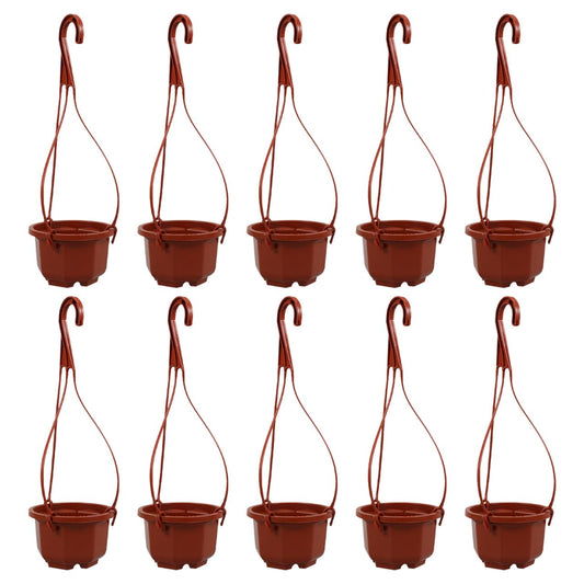 Sosoport Hanging Flower Pots 10 Pack Plastic Planters with Hooks 11.81X3.85X2.36 Inch Space-Saving Indoor Outdoor Balcony Garden Plant Containers