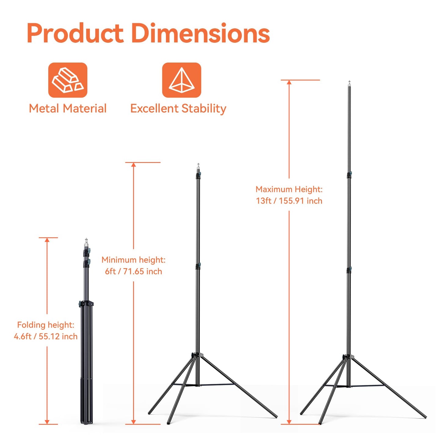 Cisian 13ft Heavy Duty Light Stand Photography Tripod,160inch/4M Light Stand Photography High Sports Tripod with 1/4” Screw for Studio LED Light,DSLR Camera,Sports Camera Professional