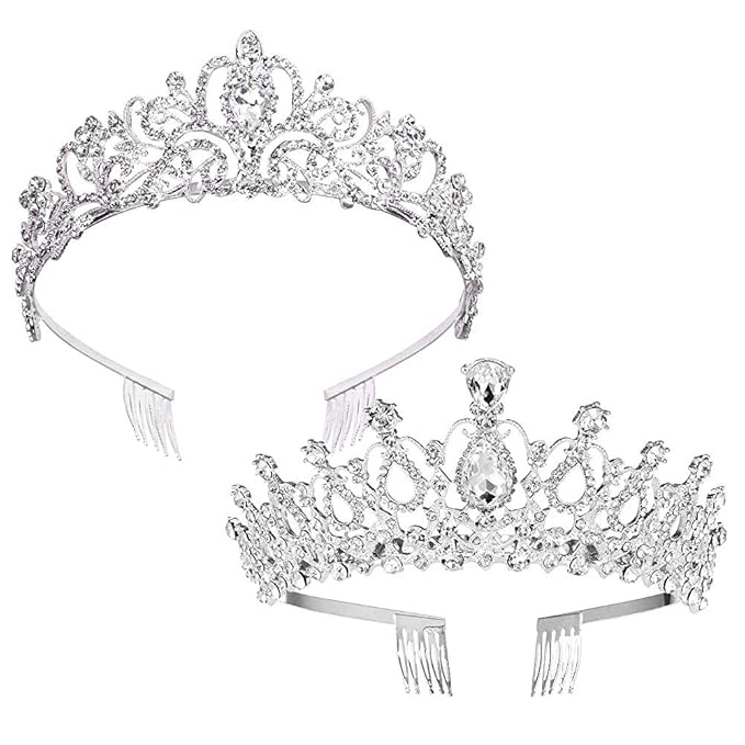 ZOCONE Birthday Tiara Crown for Women Girls, 2 Pack Crystal Princess Tiara for Women, Bridal Crowns for Wedding Party, Hai...