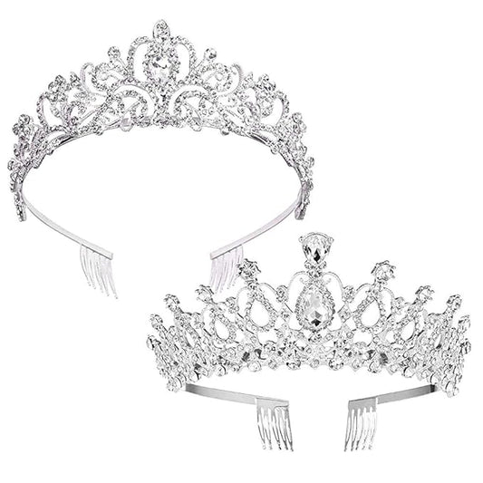 ZOCONE Birthday Tiara Crown for Women Girls, 2 Pack Crystal Princess Tiara for Women, Bridal Crowns for Wedding Party, Hai...