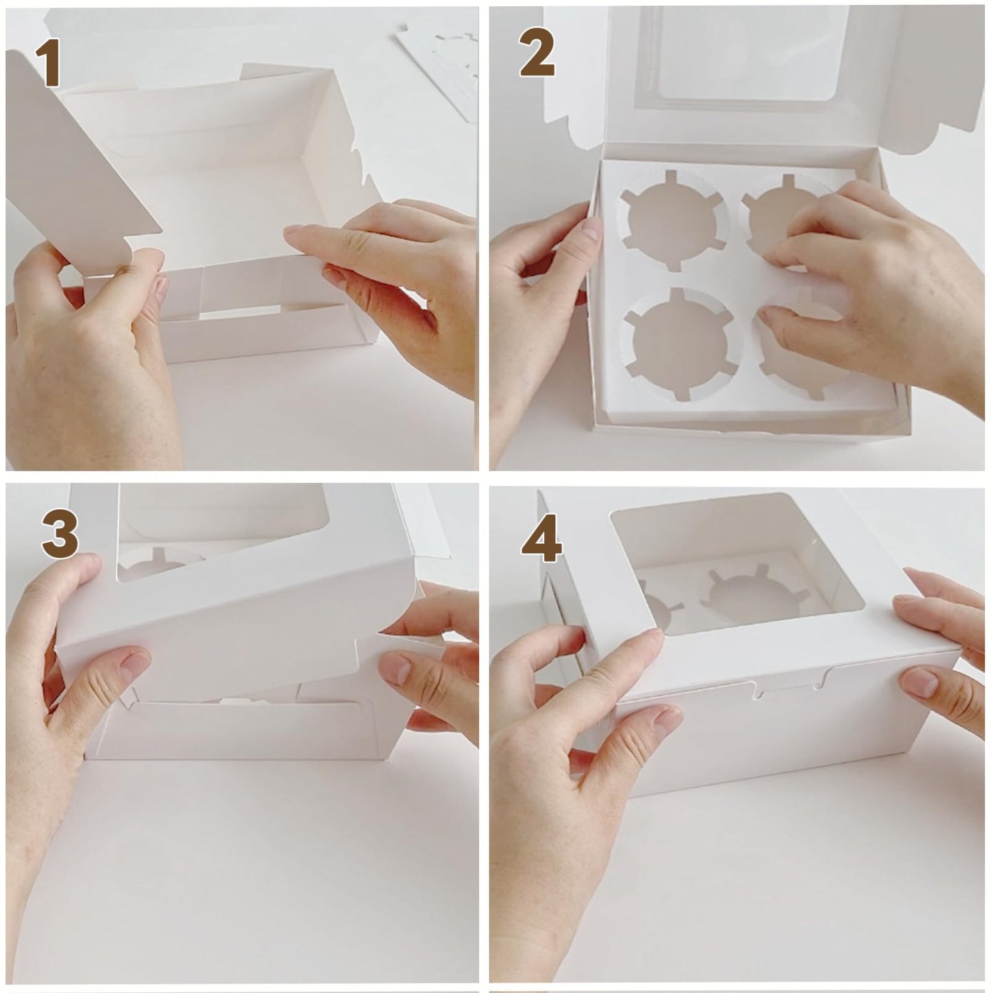 HUFEII 30 Pcs Bakery Boxes with Clear Window, 6.3x6.3x3 Inches, Food Grade Materials, Easy Assembly - Containers for Cupcakes, Cookies, Candies, and Baked Goods