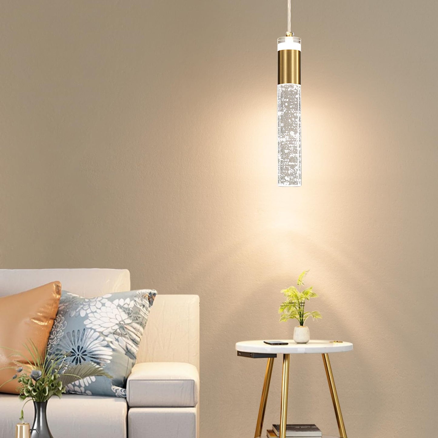 Modern Kitchen Island Pendant Lights  Gold Bubble Crystal Ceiling Hanging Light  3 Color 2700K/4500K/6500K  Mini Linear Led Chandelier Lighting For Dining Room  Bedroom  Bar  Hallway  Bedside