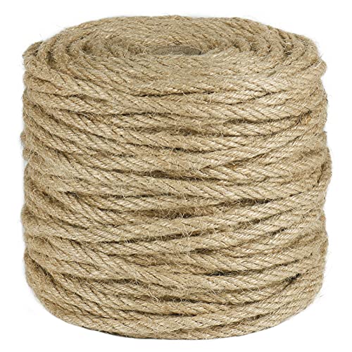 Tenn Well 5mm Jute Rope, 164 Feet 4Ply Twisted Thick Twine Rope for Gardening, Crafting, Recycling, Cat Scratching Post, F...