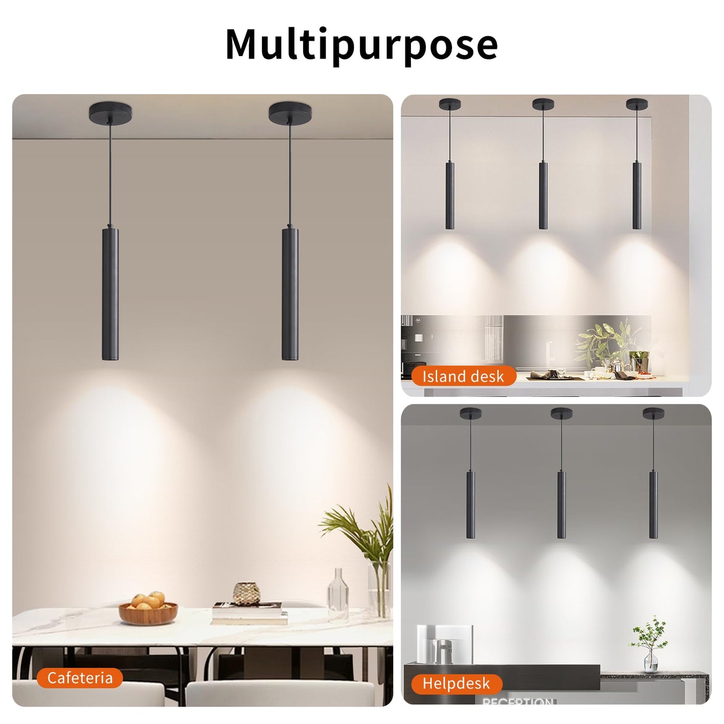 Daoseolo 2 Pack Mini Kitchen Island Pendant Light  Led Minimalist Ceiling Hanging Light  3 Color 3000K/4500K/6500K  Adjustable Height  Black Modern Linear Lamp Lighting For Dining Room  Bedroom  Bar