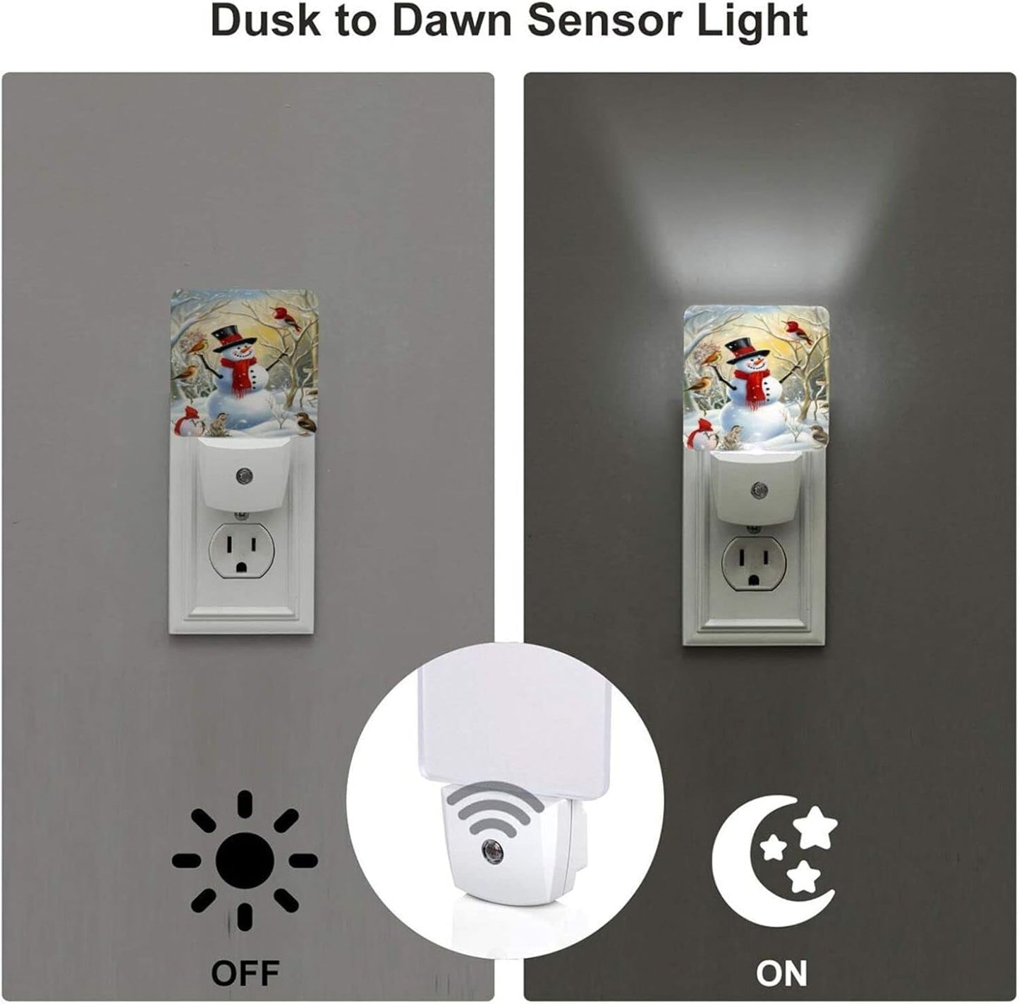 Azvizanmo Led Nightlight, Auto Dusk-To-Dawn Sensor, 1 Pc, Snowman, Model: Nitelight, Ideal For Bedroom, Bathroom, Kitchen, Hallway, St