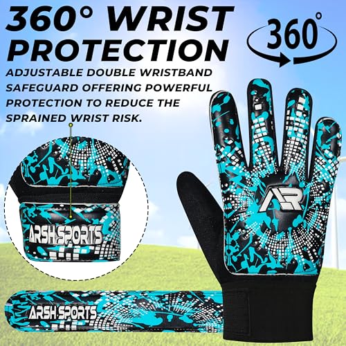 Arsh Sports Soccer Goalie Gloves,Football Goalkeeper Gloves for Kids Boys Youth Children Double Wrist Protection Along 4mm...