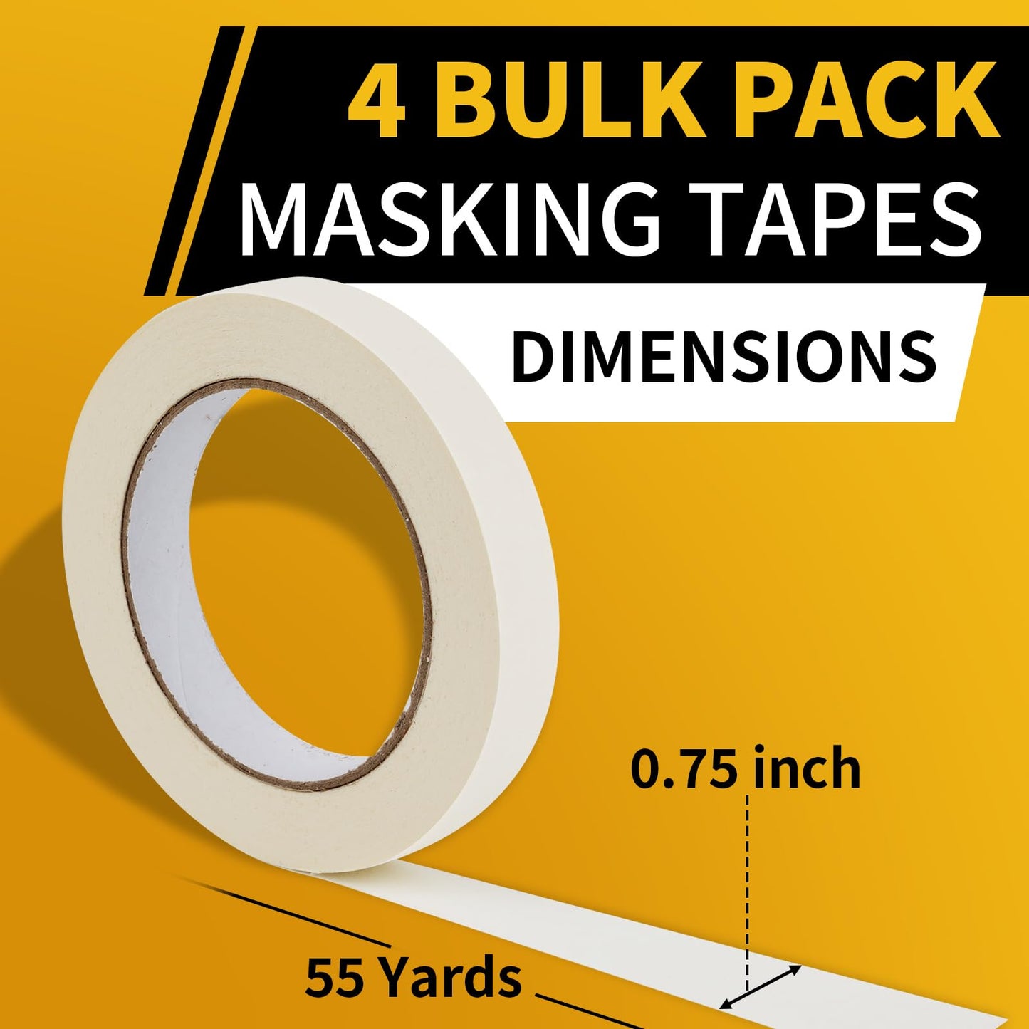 NIUBIER Masking Tape, 0.75 inch Wide Painters Tape, 4 Pack Strong Adhesive Labeling Tape, Beige White, 55 Yards per Roll (220 Total Yards) for Home, Office, Labeling, School, DIY, and Crafts