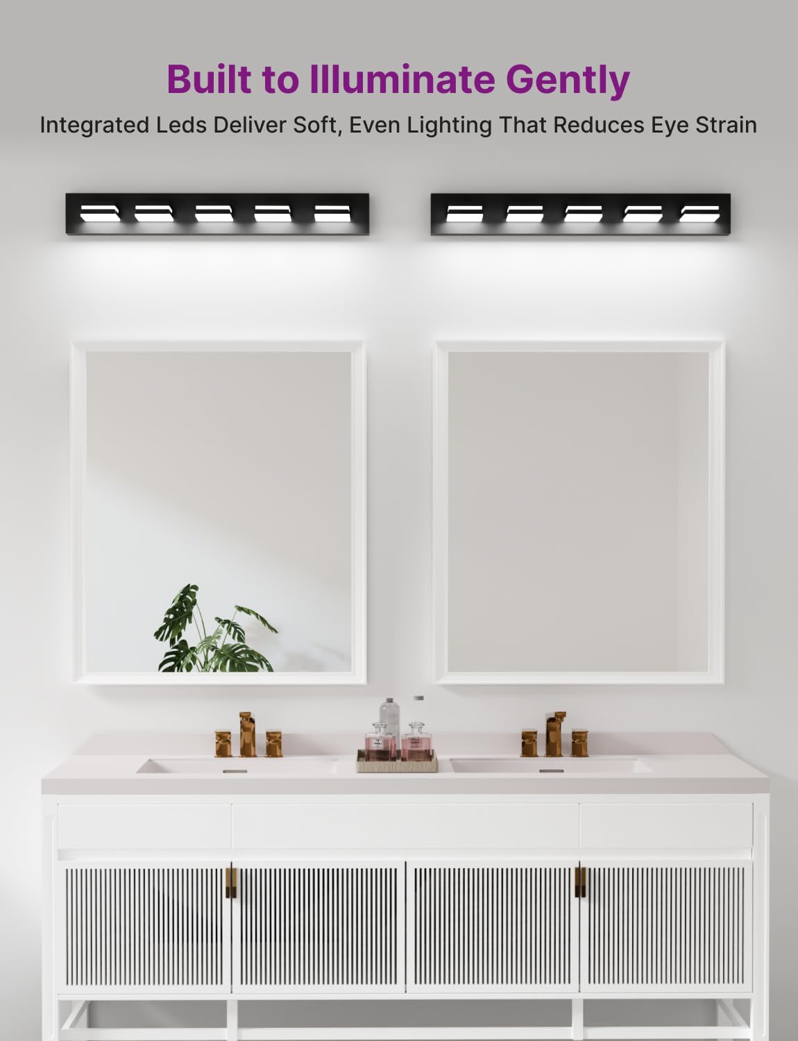 Likelgn 36 Vanity Light Over Mirror  5-Light Modern Bathroom Light Fixture With Rotatable Heads  5000K Daylight