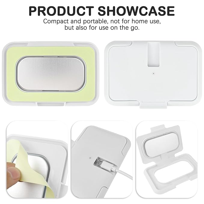 Baby Wipes Warmer Travel Wipes Warmer Portable Thermostat Reusable Wipes Heater for Home Car Travel （White）