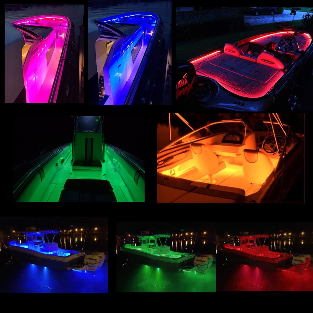 Rolightic 65.6Ft Led Boat Lights  12V App Rf Remote Control Pontoon Boat Lights  Ip66 Waterproof Rgb Marine Strip Lights  Boat Interior Light  Boat Deck Light For Bass Boat  Fishing Boat  Yacht