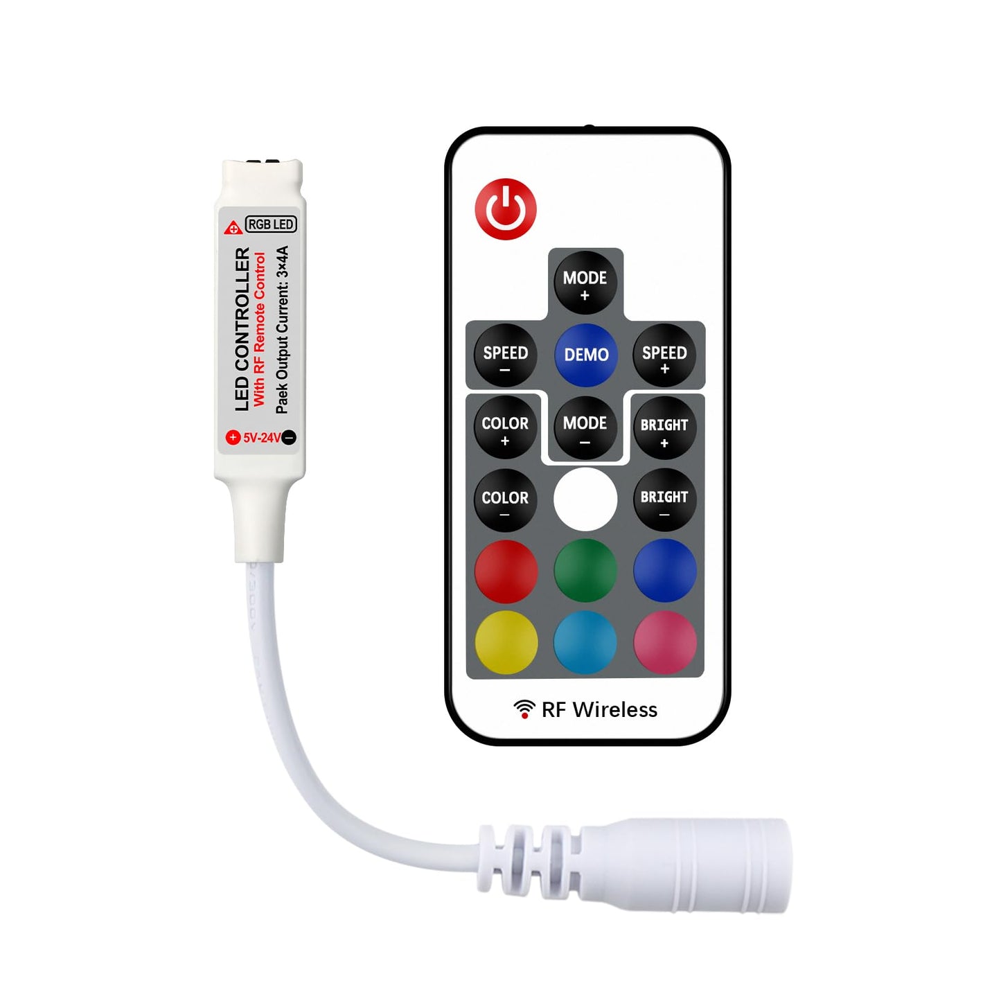 Rgbzone Rf Wireless Remote Led Controller For 5050 3528 5630 Led Strips, 17-Key, Dc 5V/12V/24V, Rgb Color, Model Fb
