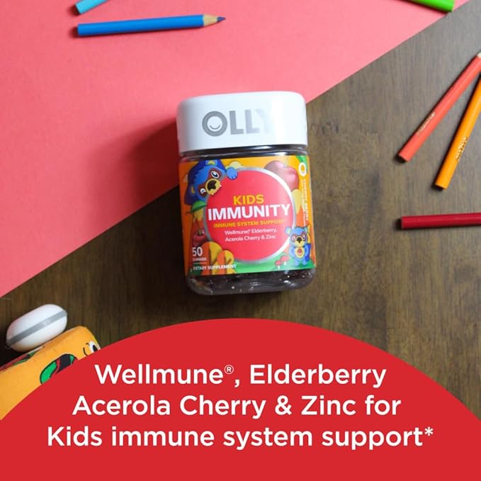 OLLY Kids Immunity Gummy, Immune Support, 50 Count Daily Energy Gummy, Vitamin B12, CoQ10, 60 Count