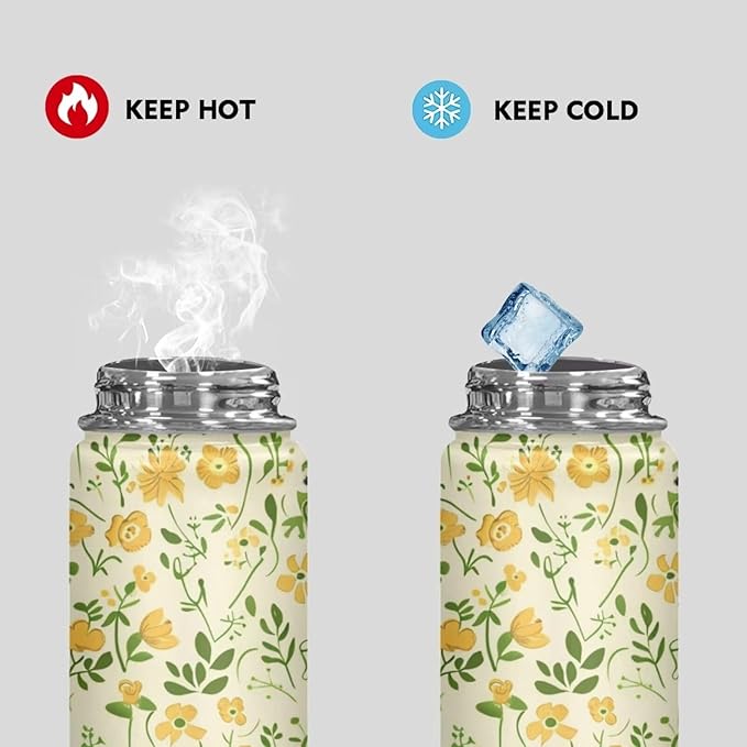 Cute Frog Insulated Water Bottle with Handle 18Oz Stainless Steel Double-Walled Thermos For Cold Drinks For Hot Beverages Vacuum Insulated Reusable Bottle