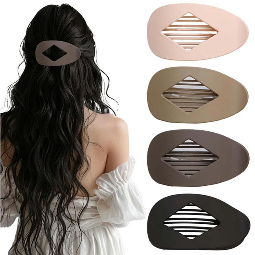 4 PCS Flat Hair Clips,Non-slip Flat Claw Clip Strong Grip Hair Claw Clips Hair Barrettes for Women Girls Thick Hair (Color 9)