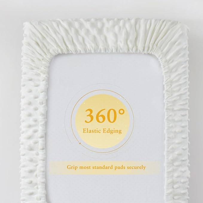 Homiest 2 Pack Changing Pad Cover, White + Sage Green Changing Table Sheets, Ultra Soft Fleece Minky Dot Fabric, Breathable Comfortable Diaper Pad Cover for Girls and Boys, Machine Washable