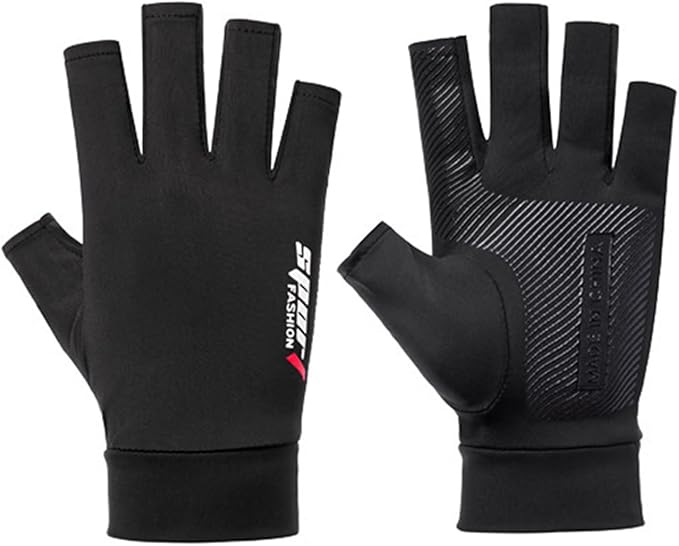 Eohak Men UV Protection Fishing Gloves Summer Non Slip Fingerless Gloves for Driving Hiking Cycling Gloves