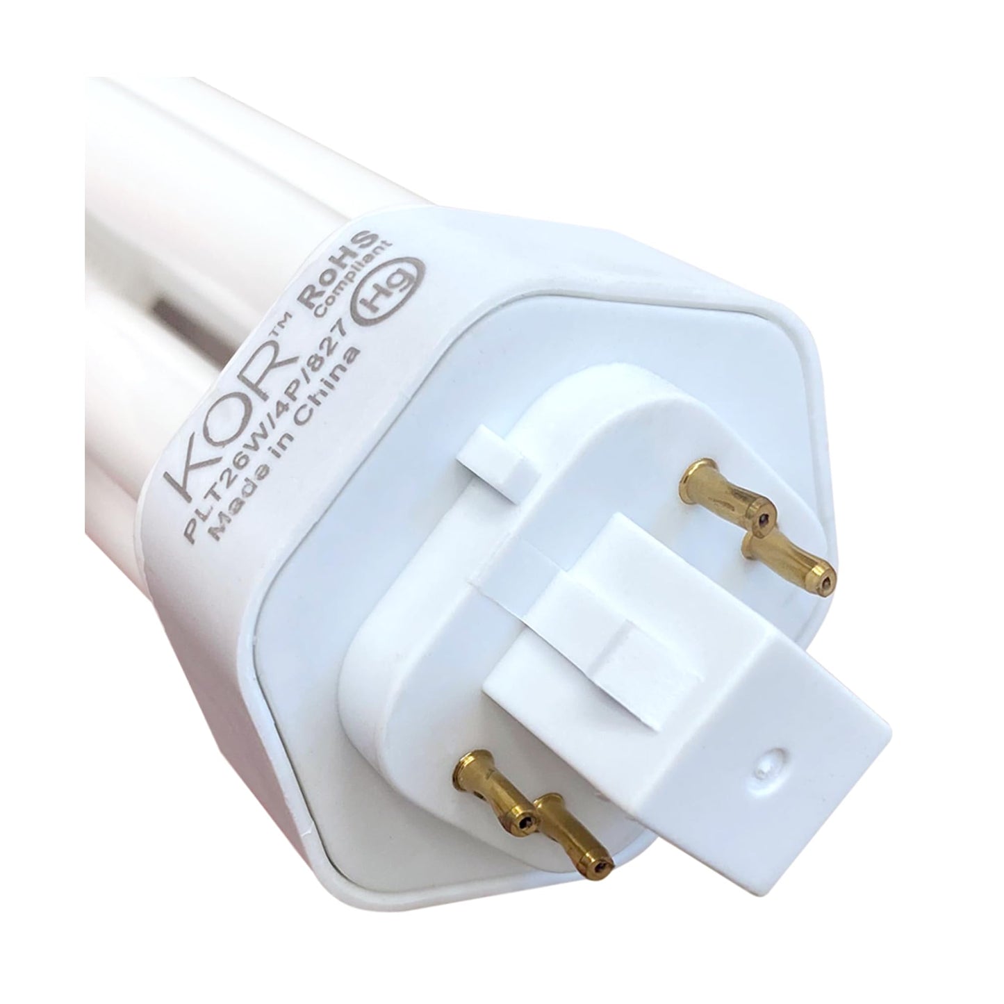 KOR 26W CFL Plug-in Bulb – GX24Q-3 Base, 2700K Warm White, Triple Tube, (4-Pin) Replaces Sylvania 20879, Philips 458240, GE 97614 – Pack of 4
