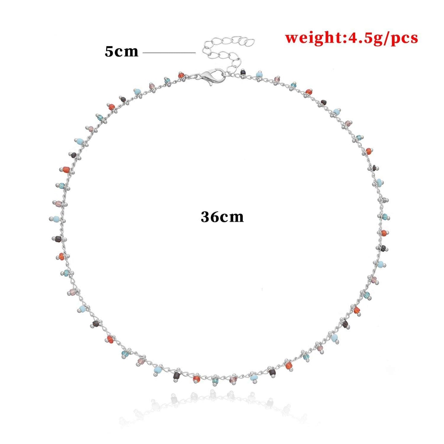 FUTIMELY Bohemia Green Beaded Beads Choker Necklace for Women,Simple Fresh Green Beaded Square Round Bead Choker Necklace (Silve