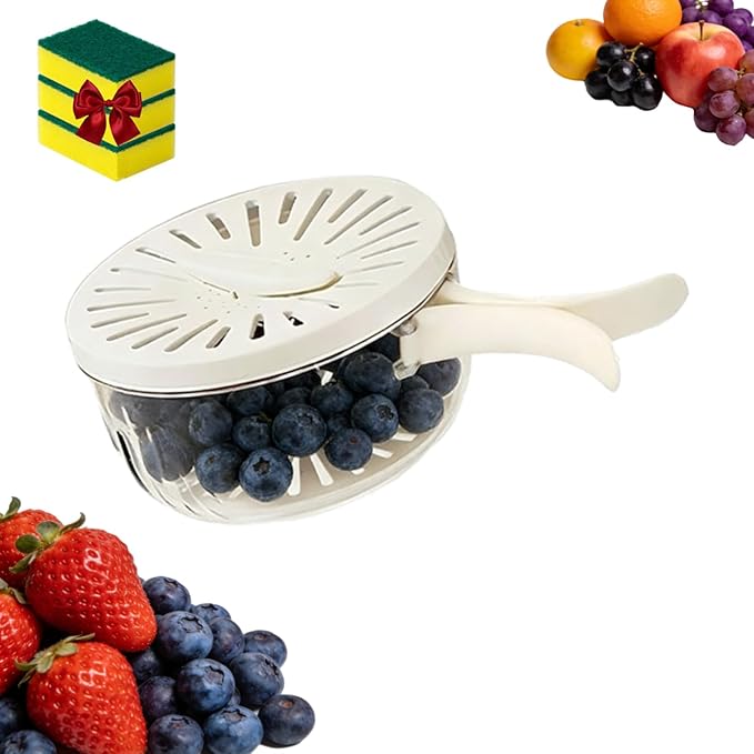 Draining and Preservation Basket, 2-in-1 Draining and Preservation Basket: Simplify Washing & Storing, Multifunctional Fruit Washing Bowl, Fruit Washing Baskets (White 1pcs, Big)