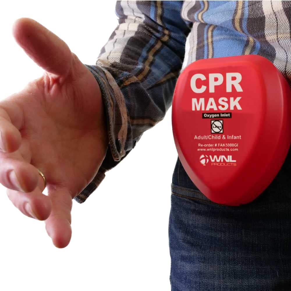WNL Products CPR Rescue Mask, Adult/Child & Infant Pocket Resuscitator, Hard Case Kit with Belt Clip