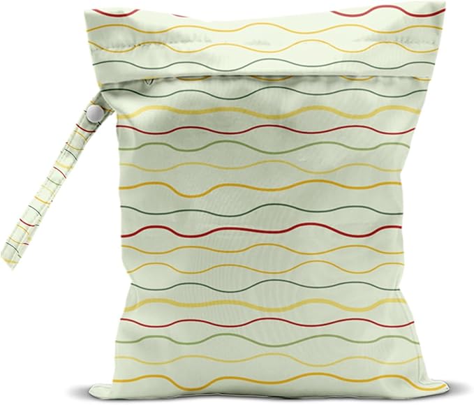 Wet Bag for Swimsuit, Beach Travel Essentials Wet Dry Bag, for Sunscreen Toiletry Dirty Clothes Yoga Gym Diaper, Friends Summer Beach Vacation Gifts. Colorful wavy stripes