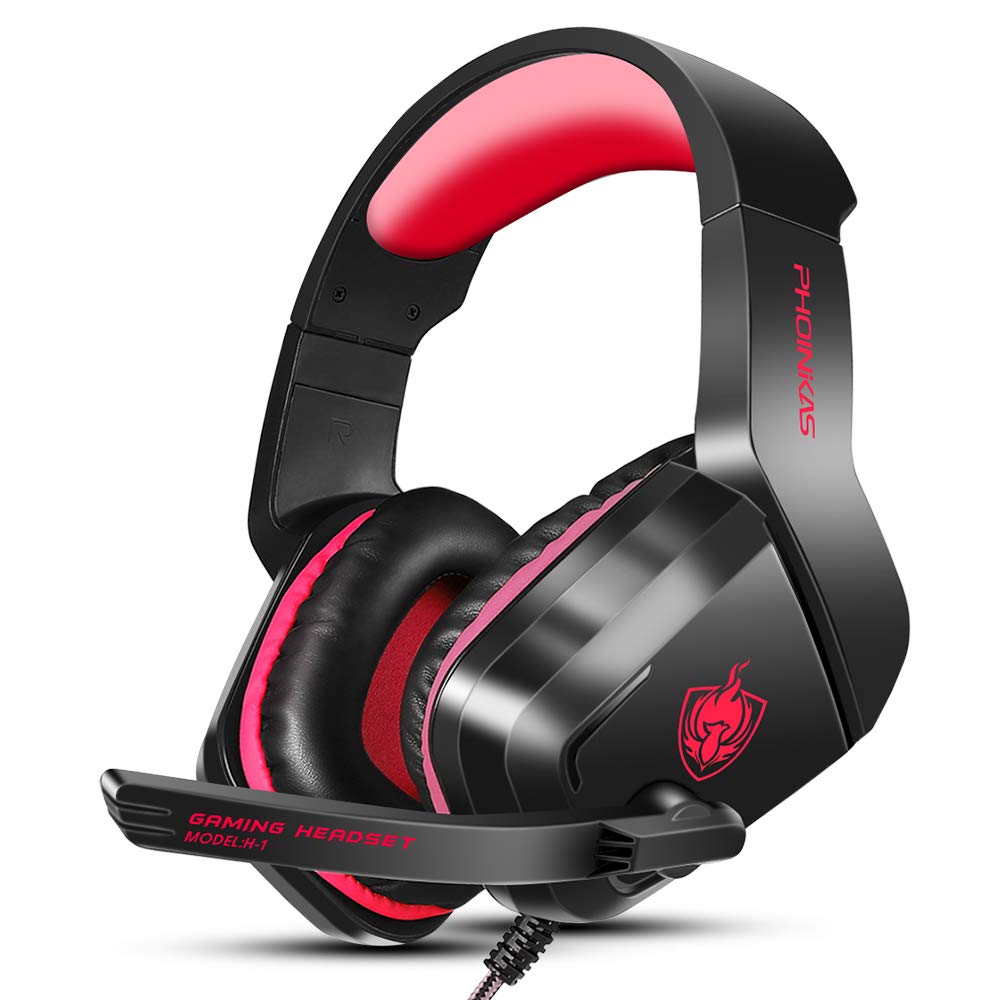 PHOINIKAS H1 Gaming Headset for PS4, Xbox One, PC, Laptop, Switch, Xbox One Headset with Noise-Cancelling Mic, Over Ear Headphon