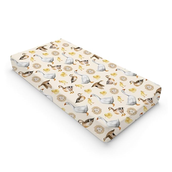 Watercolor Farm Ducks Eggs Baby Changing Pad Covers Wild Ducks Diaper Changing Table Sheets for Boy Girl Farm Animal Life Ultra Soft Breathable Stretchy Fitted Baby Changing Pad Table Mats 32''x16''