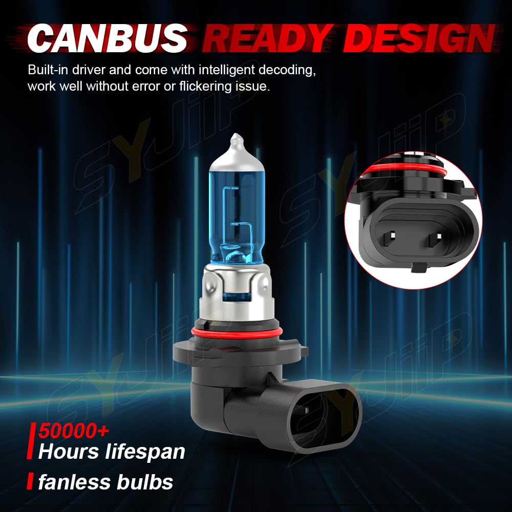Syjiip Upgraded Halogen Headlight Bulbs 9005 H11, 6000K White, 300% Brightness, 4-Pack For Subaru Impreza 2008-202