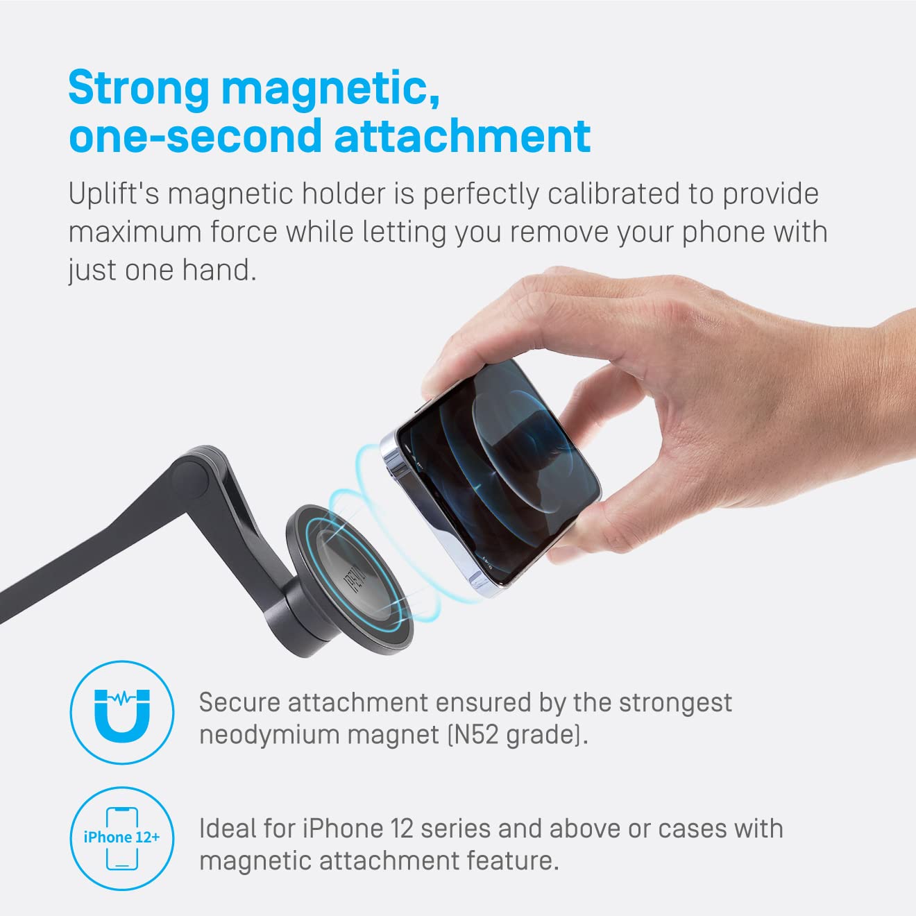 Ipevo Uplift Magnetic Multi-Angle Arm For Iphone 12 Series And Above, Multi-Jointed Phone Holder For Video Calls, Multi-Screen W
