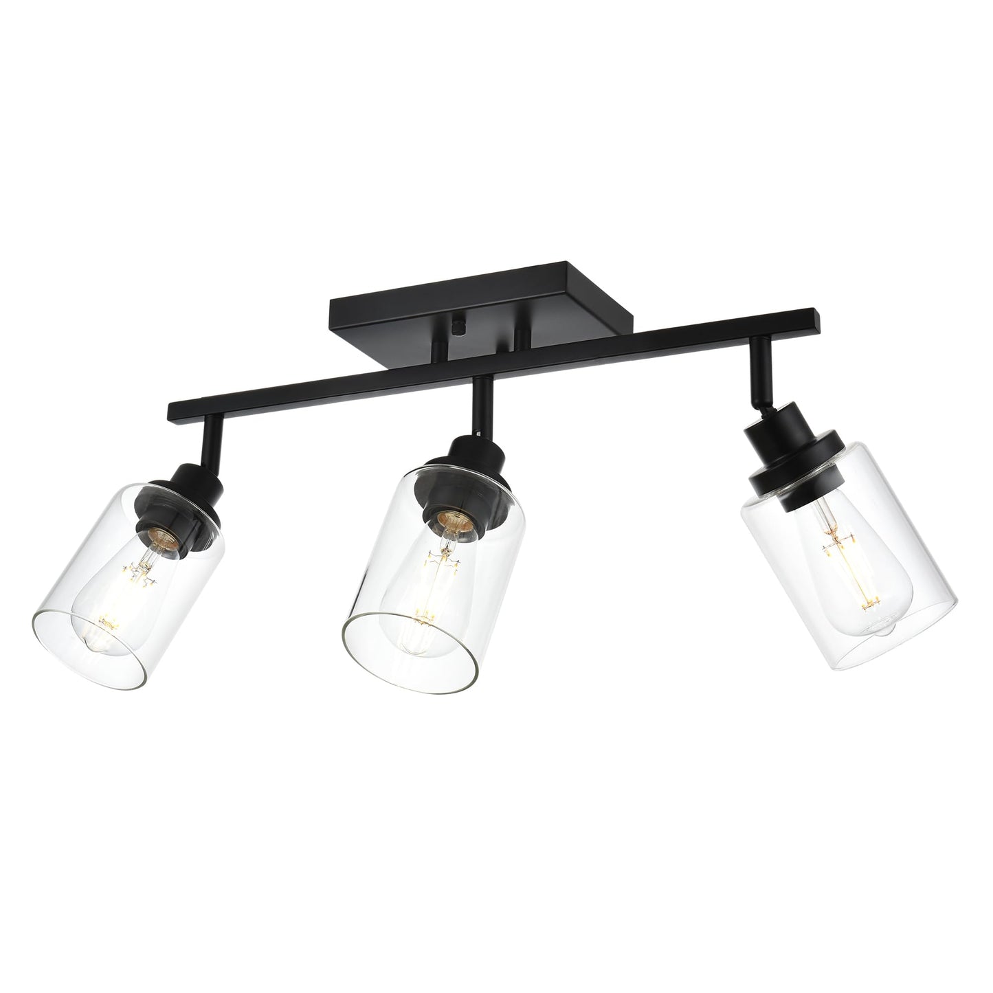 Wanluce 3-Light Track Lighting Kit Black Track Lighting Fixtures Bathroom Wall Sconces Ceiling Mount Kitchen Tracking Lights  Rotatable Spotlight With Clear Glass Shade For Kitchen Shop Hallway