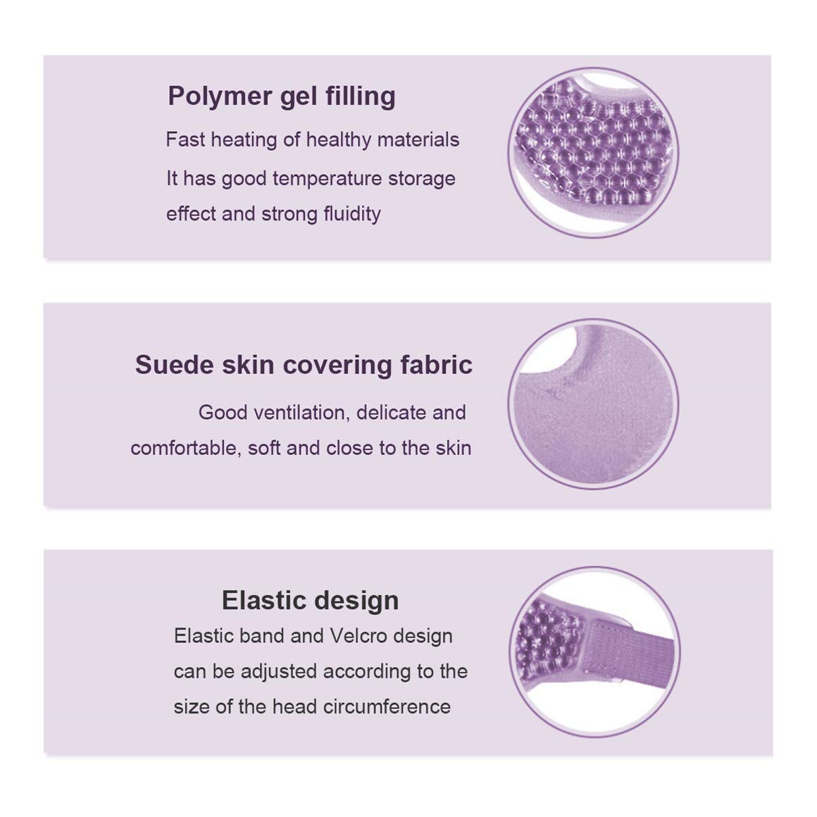Ruzzut Cooling Gel Facial Mask, 2 PCS Reusable Face Pad for Puffiness & Swelling, Hot Cold Compress Heat Ice Gel Pack with Plush Backing for Migraine & Stress Relief, Pink and Purple