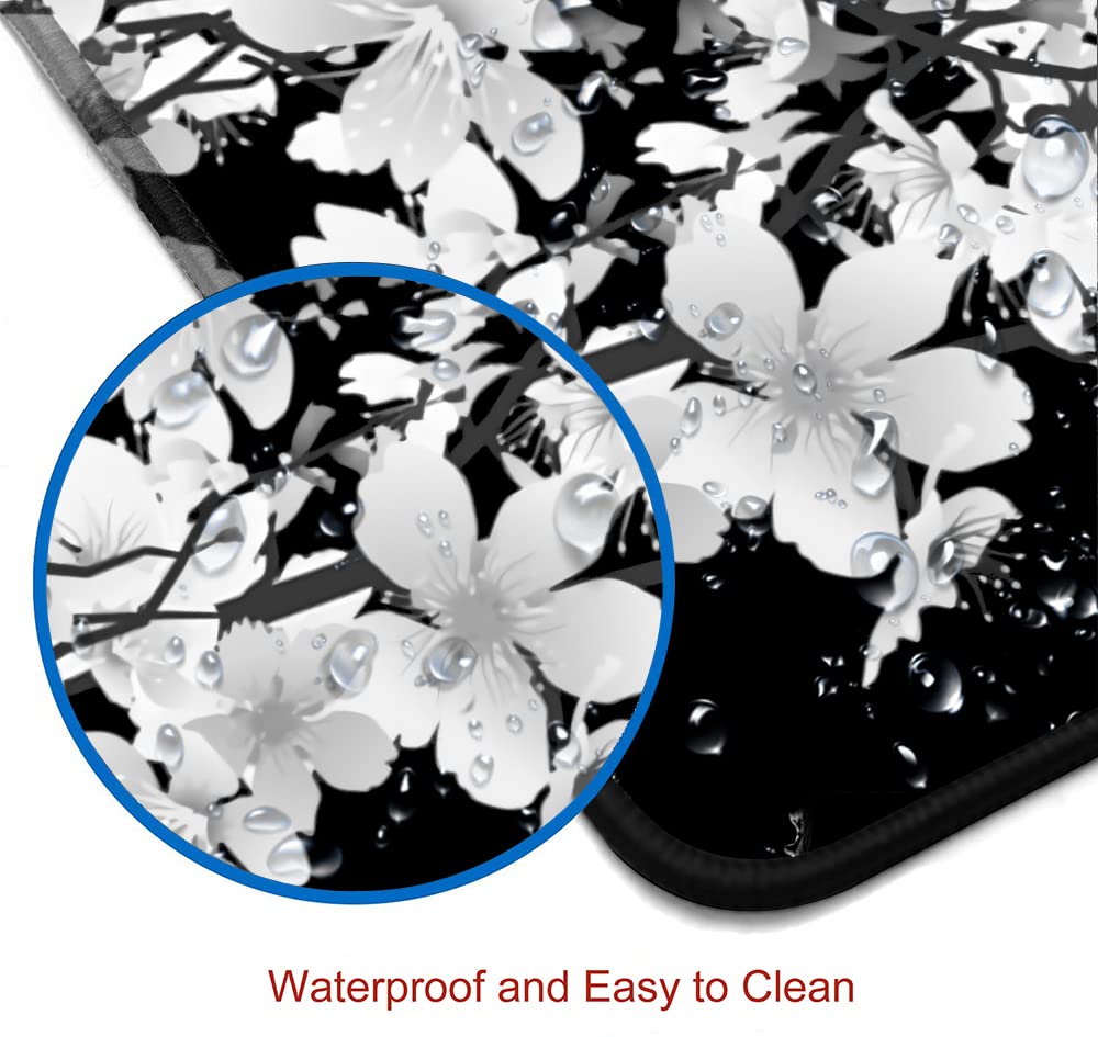 SANWUMIAN Gaming Mouse Pad, Large Mouse Pads for Desk, Non-Slip Rubber Base Mousepad, Keyboard Mouse Mat Desk Pad with Stitched Edges, 31.5x11.8 inch Sakura Death Life Floral